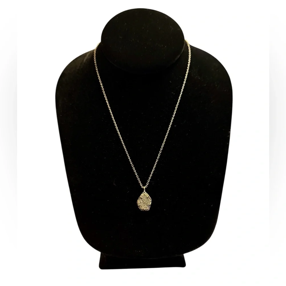 Vintage KENDRA SCOTT Catherine Platinum Drusy Necklace RARE Color-Gunmetal Grey - Picture 1 of 12